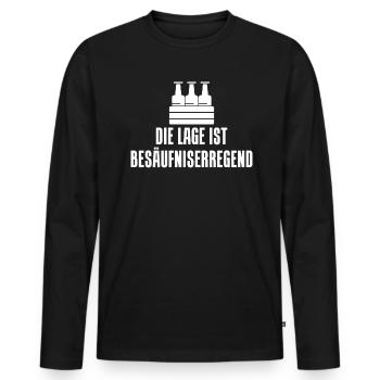 Die Lage ist Besäufniserregend lustiger Spruch un - Männer Premium Bio Langarmshirt - Schwarz - Vorne - Nico (187cm)