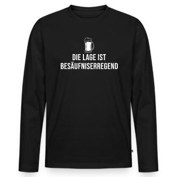 Die Lage ist Besäufniserregend lustiger Spruch un - Männer Premium Bio Langarmshirt - Schwarz - Vorne - Nico (187cm)