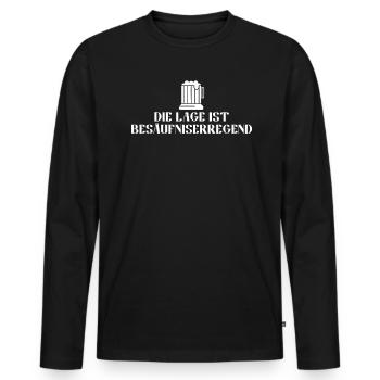 Die Lage ist Besäufniserregend lustiger Spruch un - Männer Premium Bio Langarmshirt - Schwarz - Vorne - Nico (187cm)