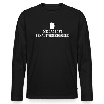 Die Lage ist Besäufniserregend lustiger Spruch un - Männer Premium Bio Langarmshirt - Schwarz - Vorne - Nico (187cm)
