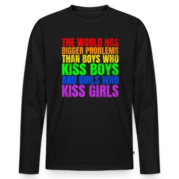 Le monde a de plus gros problèmes que les personnes LGBTQ+ - T-shirt manches longues Premium bio Homme - noir - Devant - Nico (187cm)