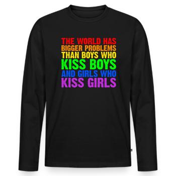 Le monde a de plus gros problèmes que les personnes LGBTQ+ - T-shirt manches longues Premium bio Homme - noir - Devant - Nico (187cm)