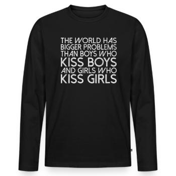 Le monde a de plus gros problèmes que les personnes LGBTQ+ - T-shirt manches longues Premium bio Homme - noir - Devant - Nico (187cm)
