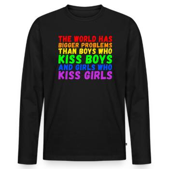 Le monde a de plus gros problèmes que les personnes LGBTQ+ - T-shirt manches longues Premium bio Homme - noir - Devant - Nico (187cm)