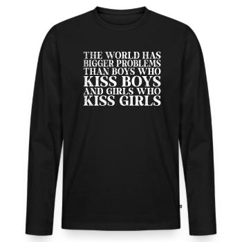 Le monde a de plus gros problèmes que les personnes LGBTQ+ - T-shirt manches longues Premium bio Homme - noir - Devant - Nico (187cm)