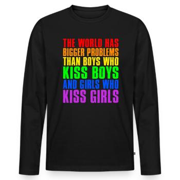 Le monde a de plus gros problèmes que les personnes LGBTQ+ - T-shirt manches longues Premium bio Homme - noir - Devant - Nico (187cm)