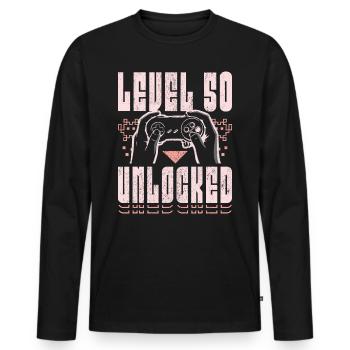 Vintage Video Games 1974 50 Years Anniversary Gamer - Men's Premium Organic Long Sleeve Shirt - black - Front - Nico (187cm)