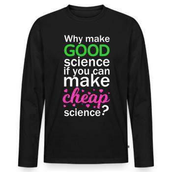 Cheap Science - Männer Premium Bio Langarmshirt - Schwarz - Vorne - Nico (187cm)