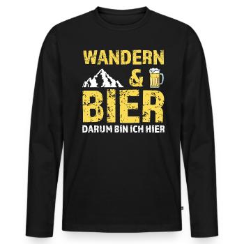 Wandern Bier Berg Geschenk - Männer Premium Bio Langarmshirt - Schwarz - Vorne - Nico (187cm)