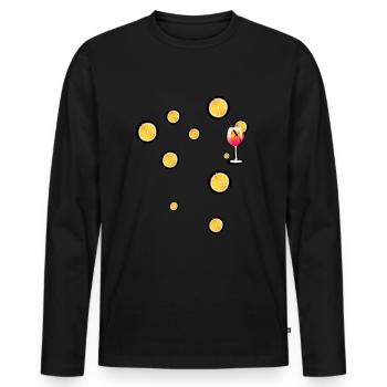 Oranges, illustration, cocktail, aperoli, - Men's Premium Organic Long Sleeve Shirt - black - Front - Nico (187cm)