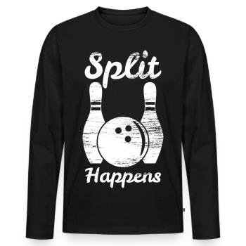 Bowling Split - Men's Premium Organic Long Sleeve Shirt - black - Front - Nico (187cm)