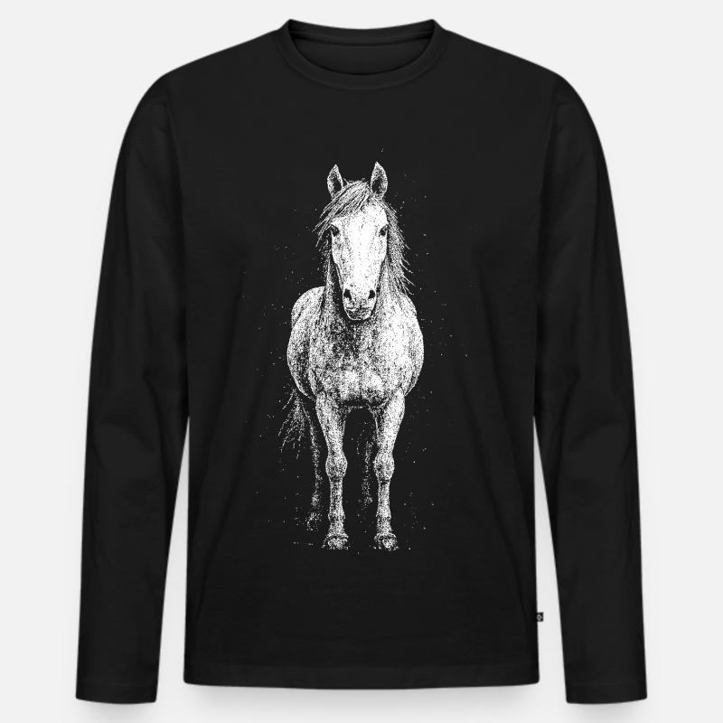 Pferd - Männer Premium Bio Langarmshirt - Schwarz