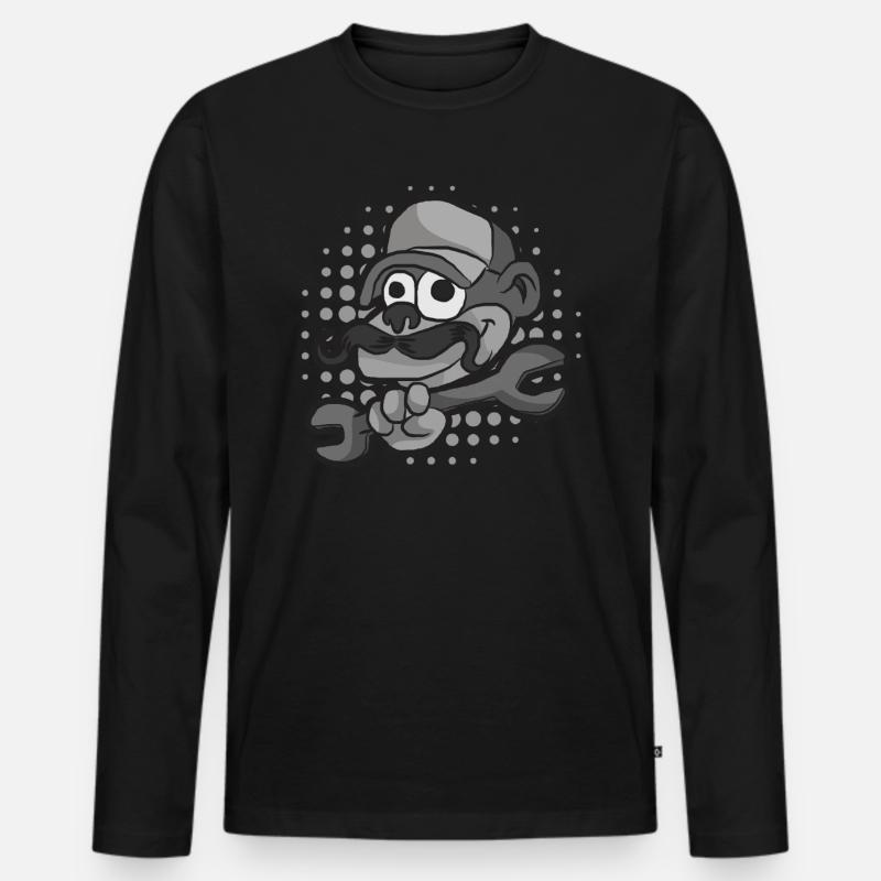 Handwerker Affe - Männer Premium Bio Langarmshirt - Schwarz