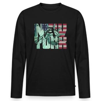 New York Statue de la Liberté Liberty USA flag flag - T-shirt manches longues Premium bio Homme - noir - Devant - Nico (187cm)