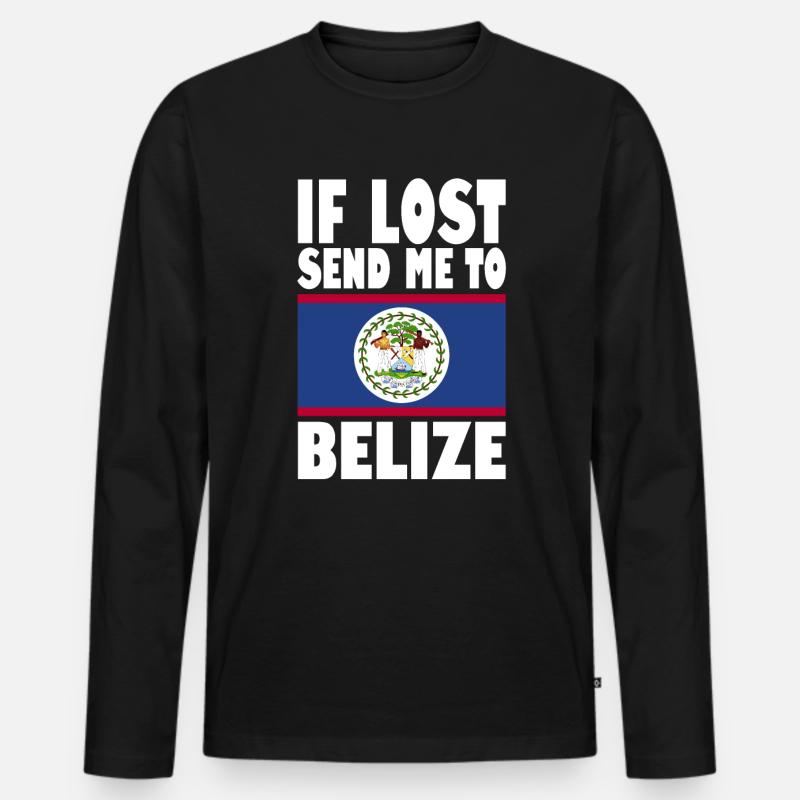 Belize Flagge Spruch - Männer Premium Bio Langarmshirt - Schwarz