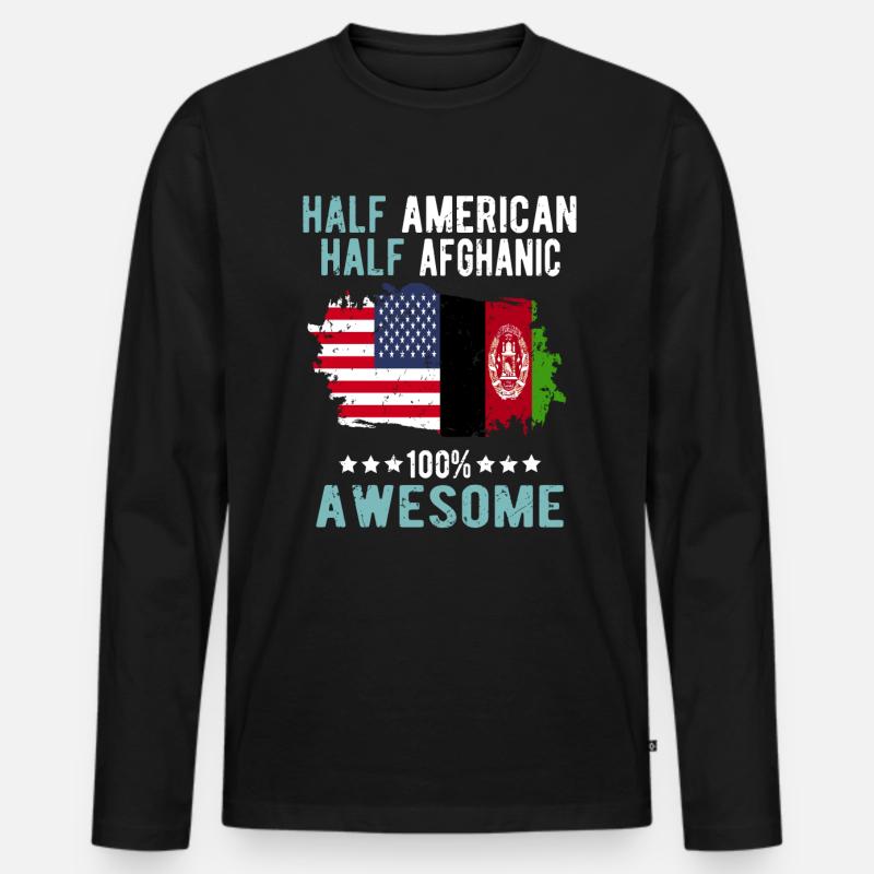 Halb Amerikaner Halb Afghane - Männer Premium Bio Langarmshirt - Schwarz