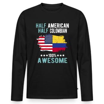 Half American Half Colombian - Men's Premium Organic Long Sleeve Shirt - black - Front - Nico (187cm)