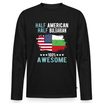 Half American Half Bulgarian - Men's Premium Organic Long Sleeve Shirt - black - Front - Nico (187cm)