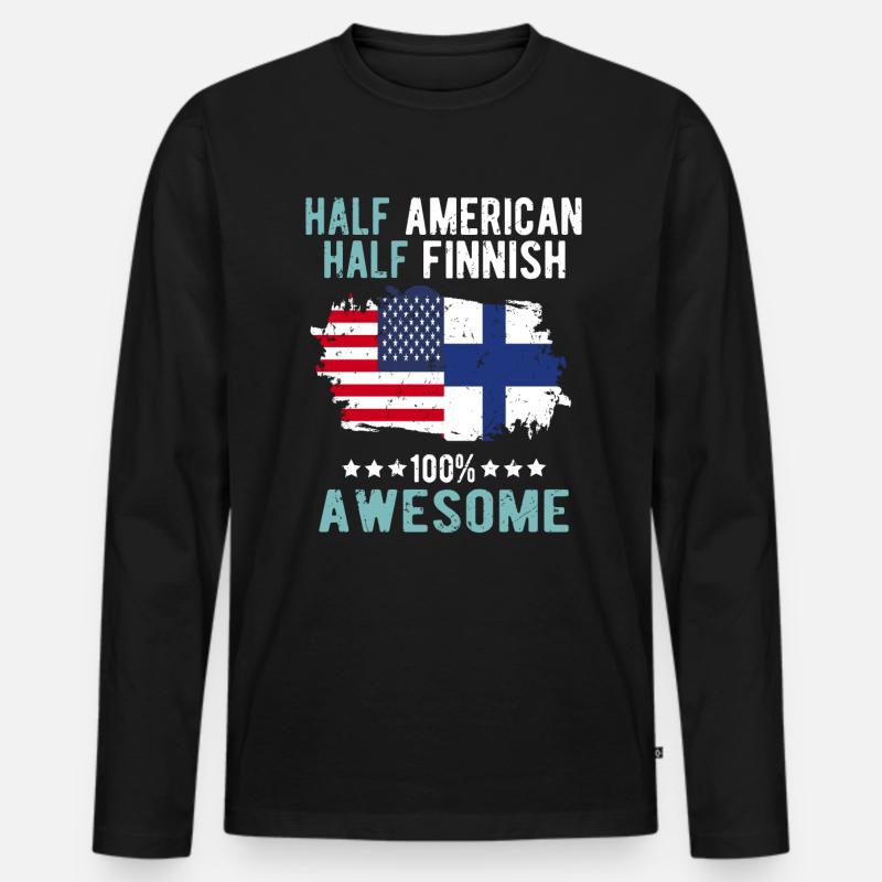 Halb Amerikaner Halb Finne - Männer Premium Bio Langarmshirt - Schwarz