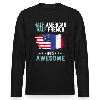 Half American Half American - Men's Premium Organic Long Sleeve Shirt - black - Front - Nico (187cm)
