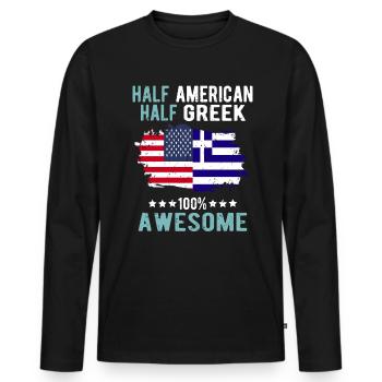 Half American Half Greek - Men's Premium Organic Long Sleeve Shirt - black - Front - Nico (187cm)