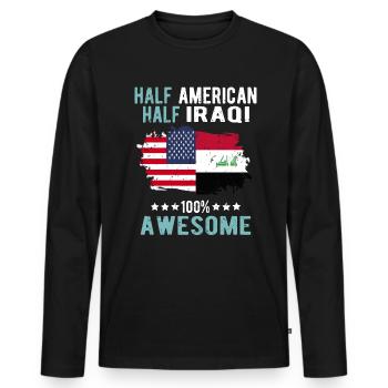 Half American Half Iraki - Men's Premium Organic Long Sleeve Shirt - black - Front - Nico (187cm)