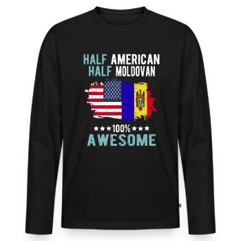 Half American Half Moldovan - Men's Premium Organic Long Sleeve Shirt - black - Front - Nico (187cm)