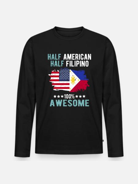 Half American Half Filipino - Men's Premium Organic Long Sleeve Shirt - black