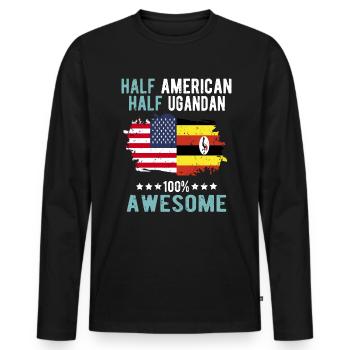 Half American Half Ugandan - Men's Premium Organic Long Sleeve Shirt - black - Front - Nico (187cm)