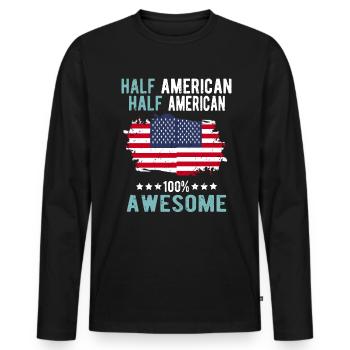 Half American Half American - Men's Premium Organic Long Sleeve Shirt - black - Front - Nico (187cm)
