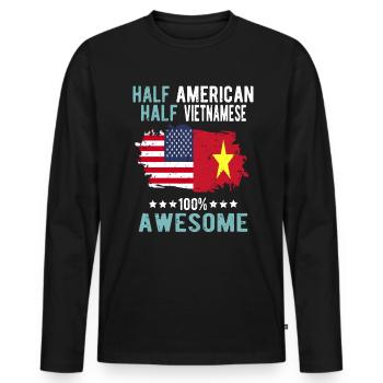 Half American Half Vietnamese - Men's Premium Organic Long Sleeve Shirt - black - Front - Nico (187cm)