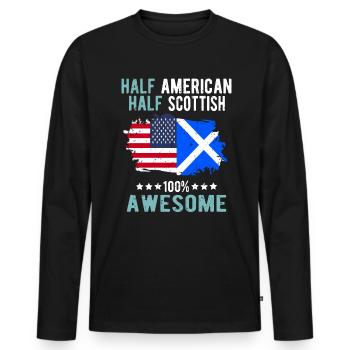 Halb Amerikaner Halb Schotte - Männer Premium Bio Langarmshirt - Schwarz - Vorne - Nico (187cm)
