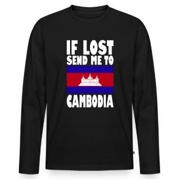 Drapeau du Cambodge Disant - T-shirt manches longues Premium bio Homme - noir - Devant - Nico (187cm)
