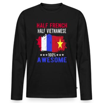 Half French Half Vietnamese - Men's Premium Organic Long Sleeve Shirt - black - Front - Nico (187cm)