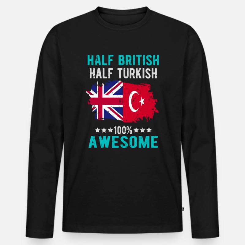 Halb Brite Halb Türke - Männer Premium Bio Langarmshirt - Schwarz