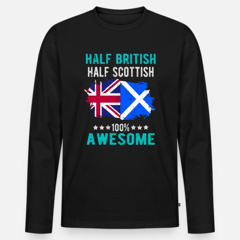 Halb Brite Halb Schotte - Männer Premium Bio Langarmshirt - Schwarz