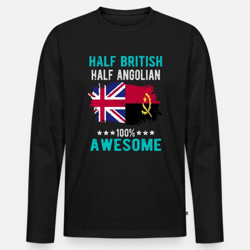 Half British Half Angolier - Men's Premium Organic Long Sleeve Shirt - black
