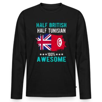 Moitié britannique moitié tunisien - T-shirt manches longues Premium bio Homme - noir - Devant - Nico (187cm)