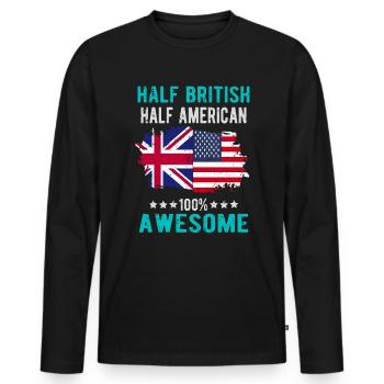 Moitié britannique moitié américain - T-shirt manches longues Premium bio Homme - noir - Devant - Nico (187cm)