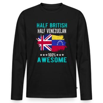 Moitié britannique moitié vénézuélien - T-shirt manches longues Premium bio Homme - noir - Devant - Nico (187cm)