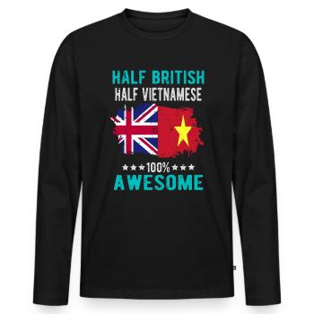 Half British Half Vietnamese - Men's Premium Organic Long Sleeve Shirt - black - Front - Nico (187cm)