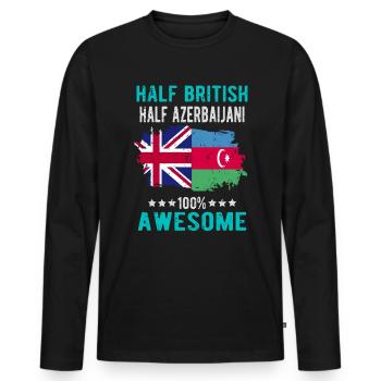 Moitié britannique moitié azerbaïdjanais - T-shirt manches longues Premium bio Homme - noir - Devant - Nico (187cm)