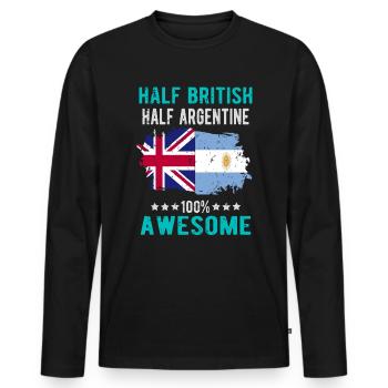 Half British Half Argentine - Men's Premium Organic Long Sleeve Shirt - black - Front - Nico (187cm)