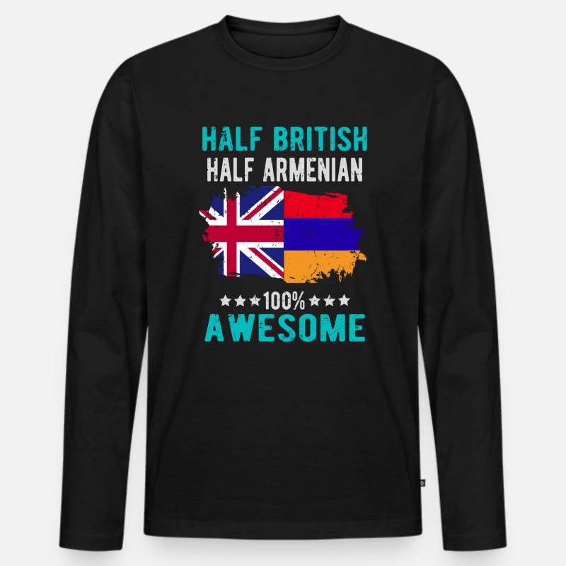 Halb Brite Halb Armenier - Männer Premium Bio Langarmshirt - Schwarz