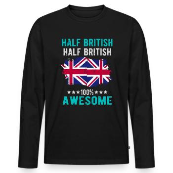 Half British Half British - Men's Premium Organic Long Sleeve Shirt - black - Front - Nico (187cm)