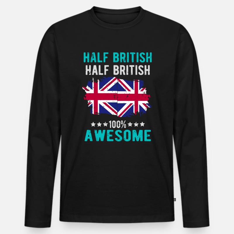 Halb Brite Halb Brite - Männer Premium Bio Langarmshirt - Schwarz