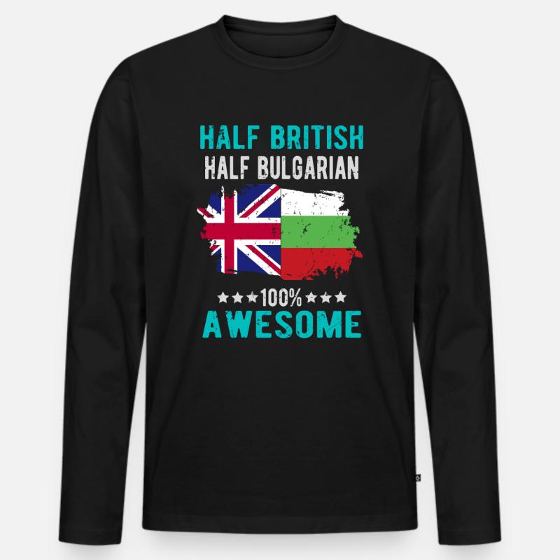 Halb Brite Halb Bulgare - Männer Premium Bio Langarmshirt - Schwarz