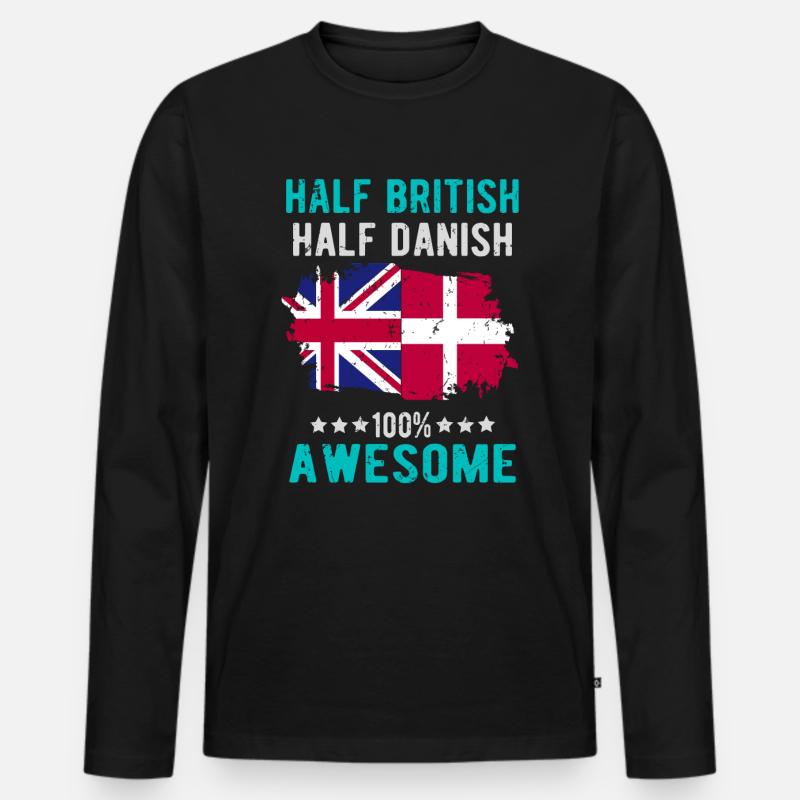 Halb Brite Halb Däne - Männer Premium Bio Langarmshirt - Schwarz