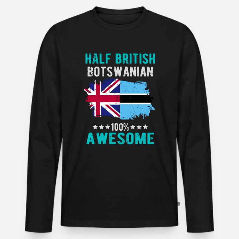 Halb Brite Halb Batswana - Männer Premium Bio Langarmshirt - Schwarz