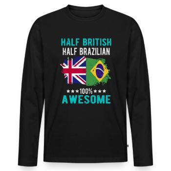 Half British Half Brazilian - Men's Premium Organic Long Sleeve Shirt - black - Front - Nico (187cm)